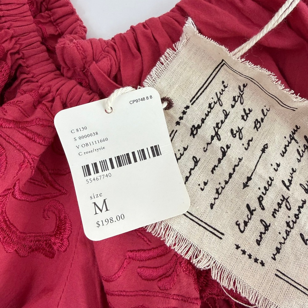 Free People Sunbeat Off-the-Shoulder Embroidered Tunic Mini Dress Pink M NWT - Picture 13 of 16